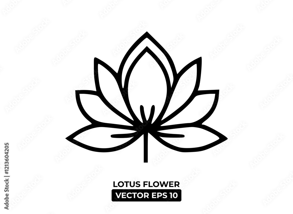 Simple line art of a lotus flower, ideal for graphic design and artistic projects. Simple line art of a lotus flower, ideal for graphic design and artistic projects.