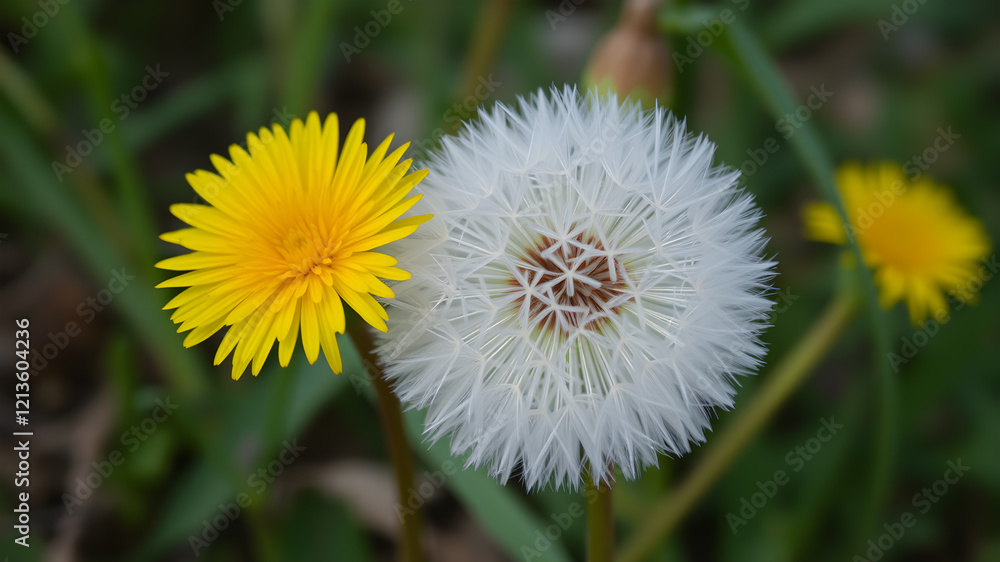 Beautiful dandelions field background Stock Images