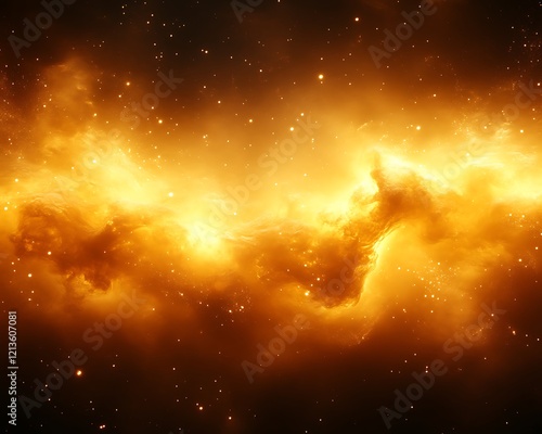 Fiery orange nebula in deep space.