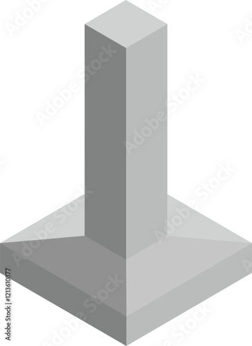 Building foundation structure isometric view