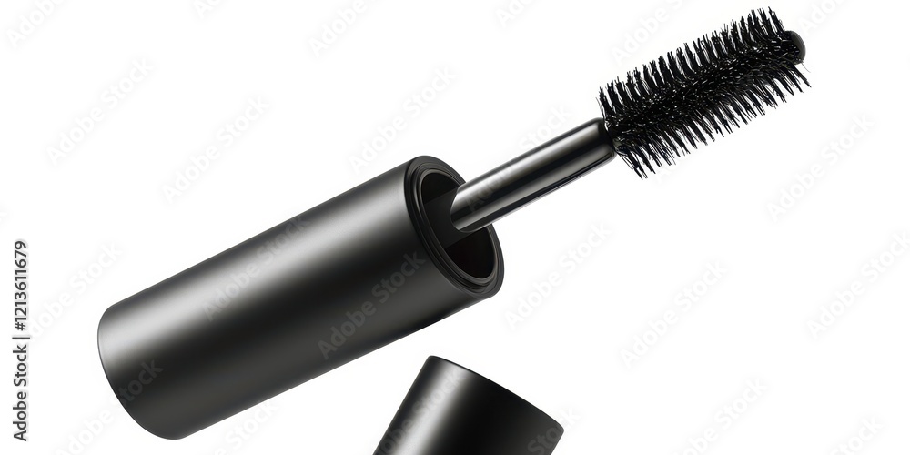 Fototapeta premium Black mascara brush with a black tube