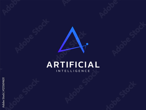 Artificial intelligence with letter A twisted infinity symbol futuristic technology logo vector design concept. AI technology logotype symbol for advance technology, tech company, identity, robot, ui.