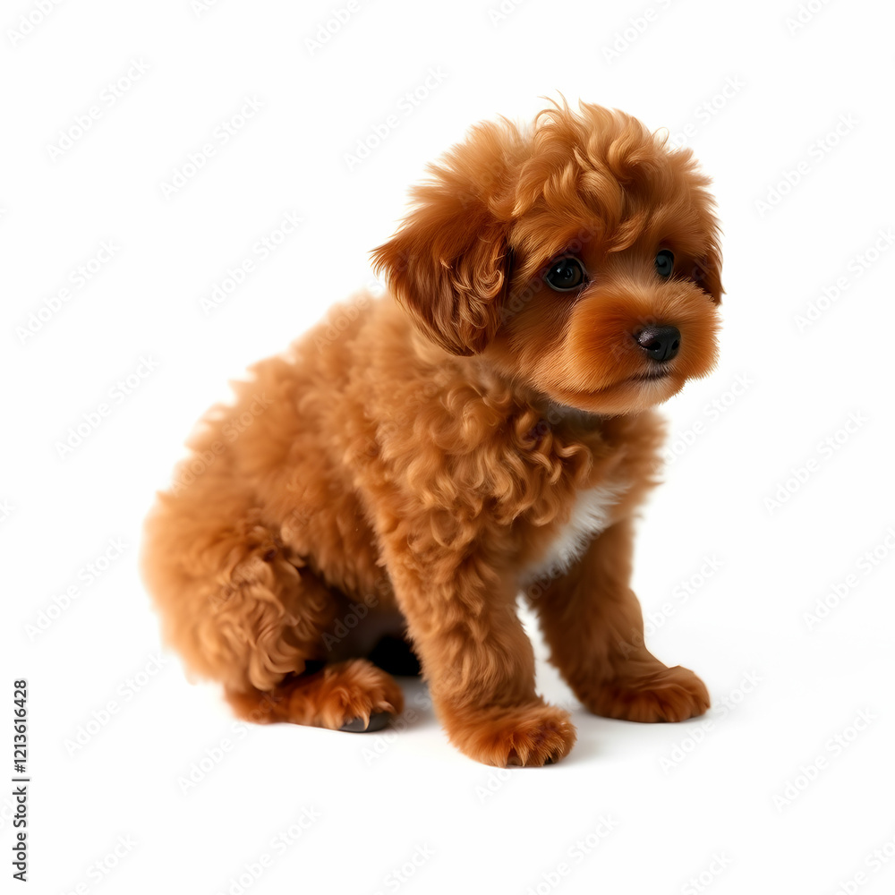 Brown poodle dog sitting on white background Brown poodle dog sitting on white background
