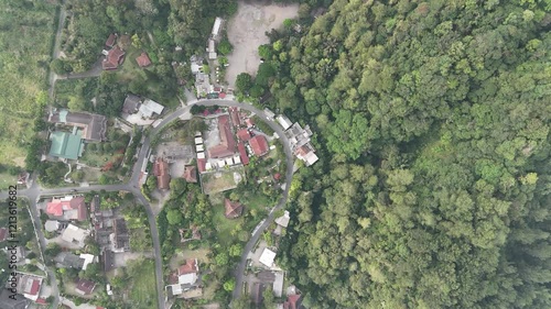 aerial forest and village view