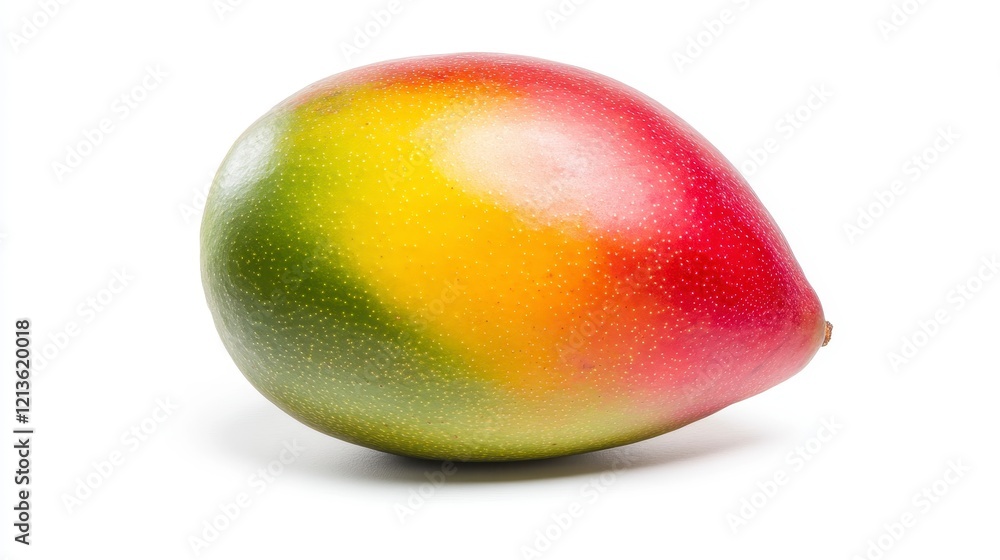 Vibrant Ripe Mango with Red Yellow and Green Hues Isolated on White Background Vibrant Ripe Mango with Red Yellow and Green Hues Isolated on White Background