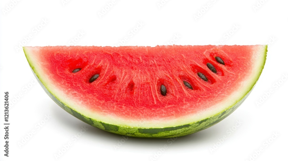 A refreshing slice of juicy watermelon against a clean white background, perfect for summer themes and healthy eating concepts. A refreshing slice of juicy watermelon against a clean white background, perfect for summer themes and healthy eating concepts.