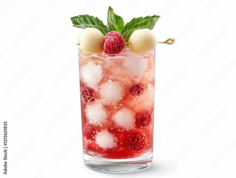 Honey Deuce: pink cocktail with honeydew melon garnish, mint sprig accent, isolated on white background, tennis-themed presentation. Honey Deuce: pink cocktail with honeydew melon garnish, mint sprig accent, isolated on white background, tennis-themed presentation.