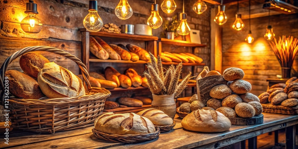 Artisan breads and sourdoughs glow in captivating long exposure bakery photography. Artisan breads and sourdoughs glow in captivating long exposure bakery photography.