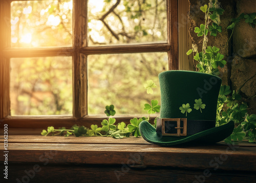 st patrick day background with shamrock leave and green clover