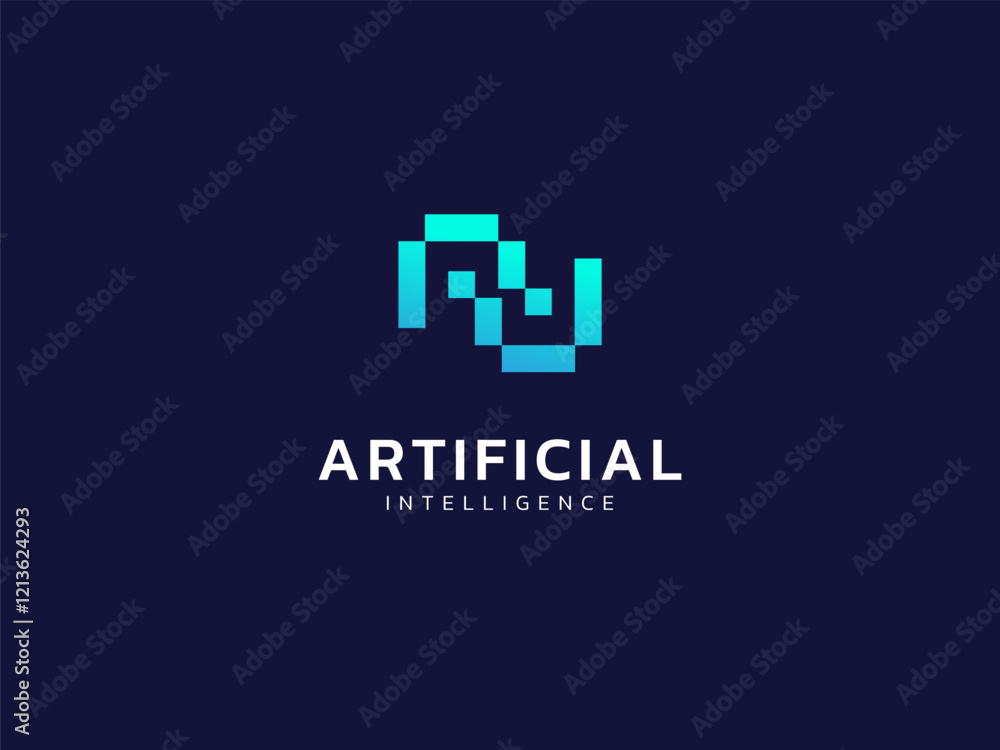 Artificial intelligence with connected rectangle shapes twisted infinity technology Analysis logo vector design concept. AI technology logotype symbol for advance technology, tech company, ui, network Artificial intelligence with connected rectangle shapes twisted infinity technology Analysis logo vector design concept. AI technology logotype symbol for advance technology, tech company, ui, network