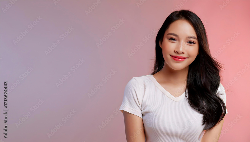 Beautiful young woman in pastel background Beautiful young woman in pastel background