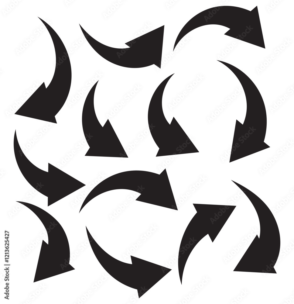 arrows set. Curved arrows. Arrow sign. Flat style icons. arrows set. Curved arrows. Arrow sign. Flat style icons.