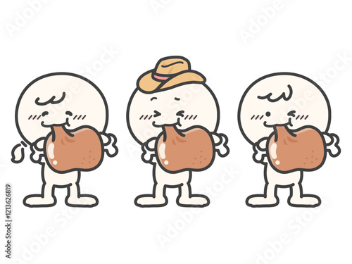 肉を食べる人物のベクターイラスト03