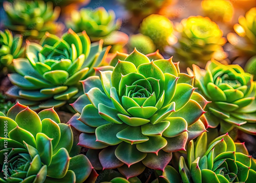 Obraz premium Aerial Macro Succulent Photography: Sharp Focus Blur Background Drone Shot