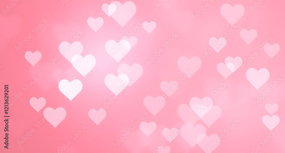 Valentine's Day Abstract Background with Pink Romantic Glow and Soft Hearts Valentine's Day Abstract Background with Pink Romantic Glow and Soft Hearts