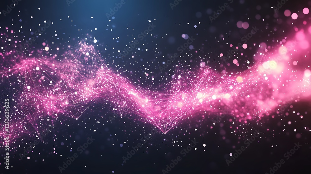 Digital data technology background with glowing pink lights and pixel dots, a futuristic illustration of a cyber network Digital data technology background with glowing pink lights and pixel dots, a futuristic illustration of a cyber network