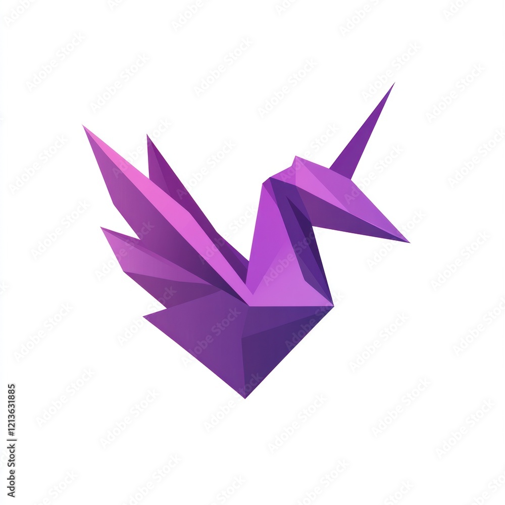 Purple origami unicorn, abstract design, use as graphic Purple origami unicorn, abstract design, use as graphic
