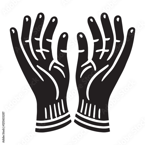 Gloves Silhouette Vector Illustration, Solid White Background.