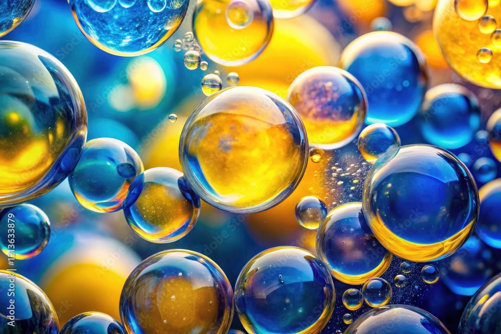 Colorful bubble wallpaper features a fluid, artistic design. Yellow, blue spheres create a modern, textured background image. Colorful bubble wallpaper features a fluid, artistic design. Yellow, blue spheres create a modern, textured background image.