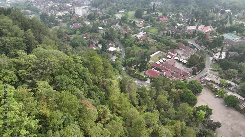 aerial forest and village view