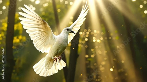 white dove flying with sunlight footage