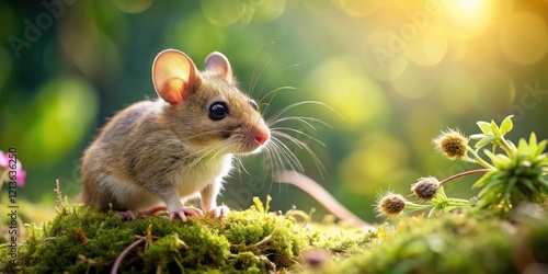 Cute Mouse in Nature, Adorable Rodent Wildlife Photography, Charming Animal Image, Sweet Mouse Background photo