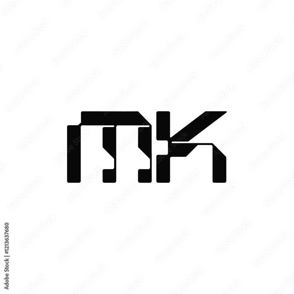 Obraz premium MK monogram logo design letter text name symbol monochrome logotype alphabet character simple logo