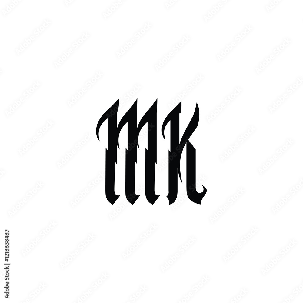 Obraz premium MK monogram logo design letter text name symbol monochrome logotype alphabet character simple logo