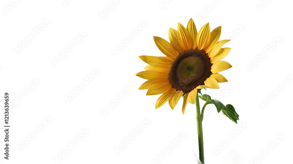Naklejka premium A cheerful yellow sunflower flower against a transparent background.