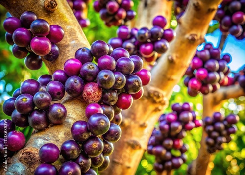 Luscious jaboticabas cling to their tree, a vibrant Brazilian grape harvest captured in stunning photography. photo