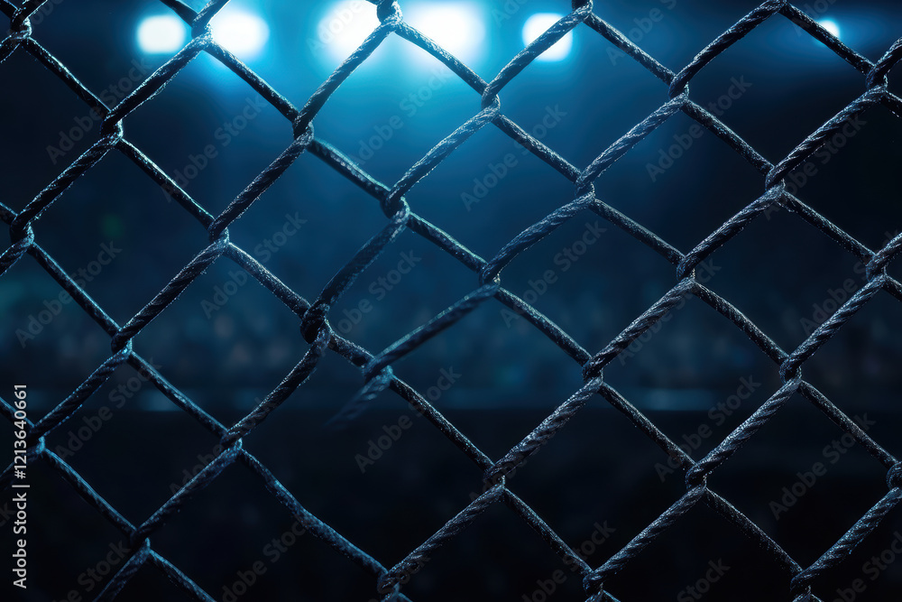 Fototapeta premium Cage Arena Under Spotlights at Night