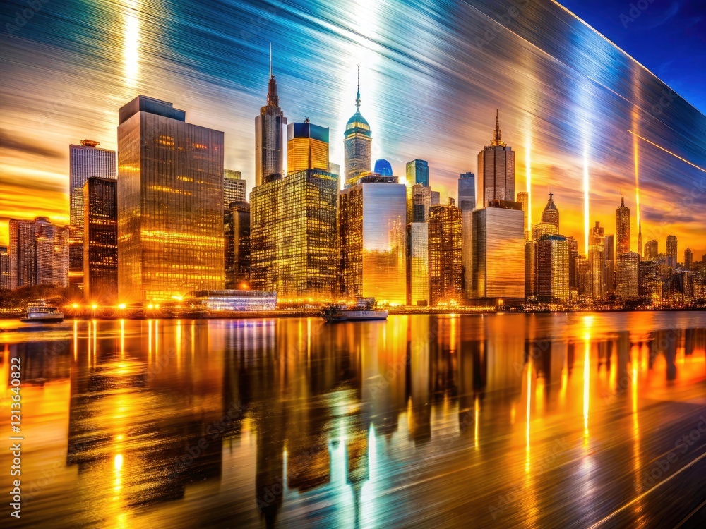 Obraz premium Double exposure artistry: brushed metal reflects, forming an abstract, metallic textured background.