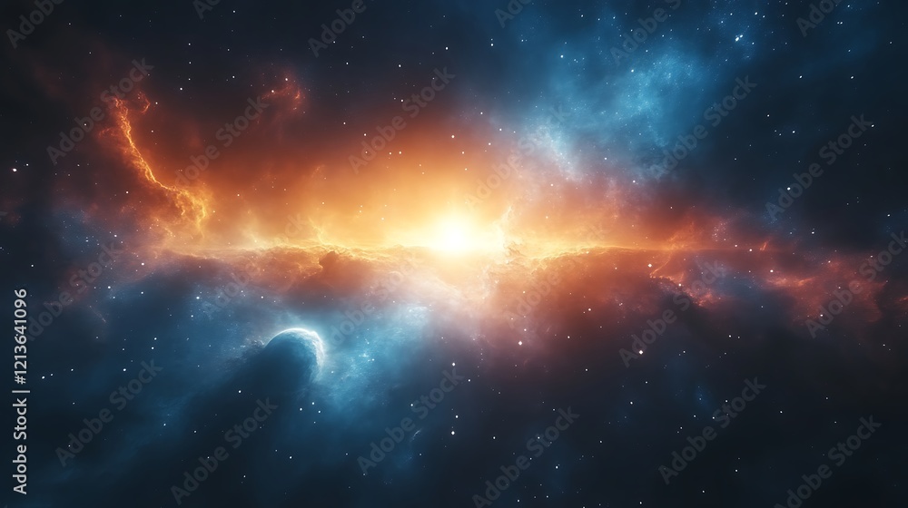 Cosmic Nebula with fiery and icy clouds. Cosmic Nebula with fiery and icy clouds.