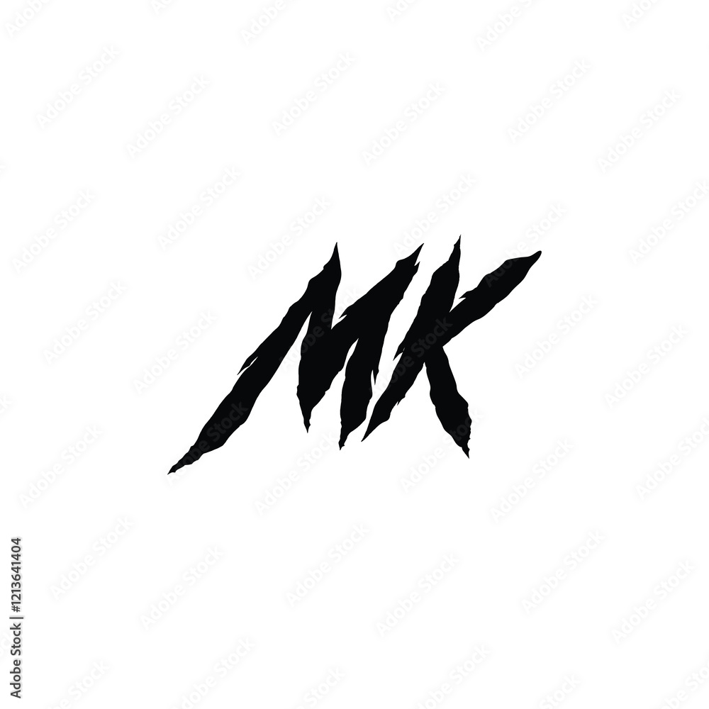 Obraz premium MK monogram logo design letter text name symbol monochrome logotype alphabet character simple logo
