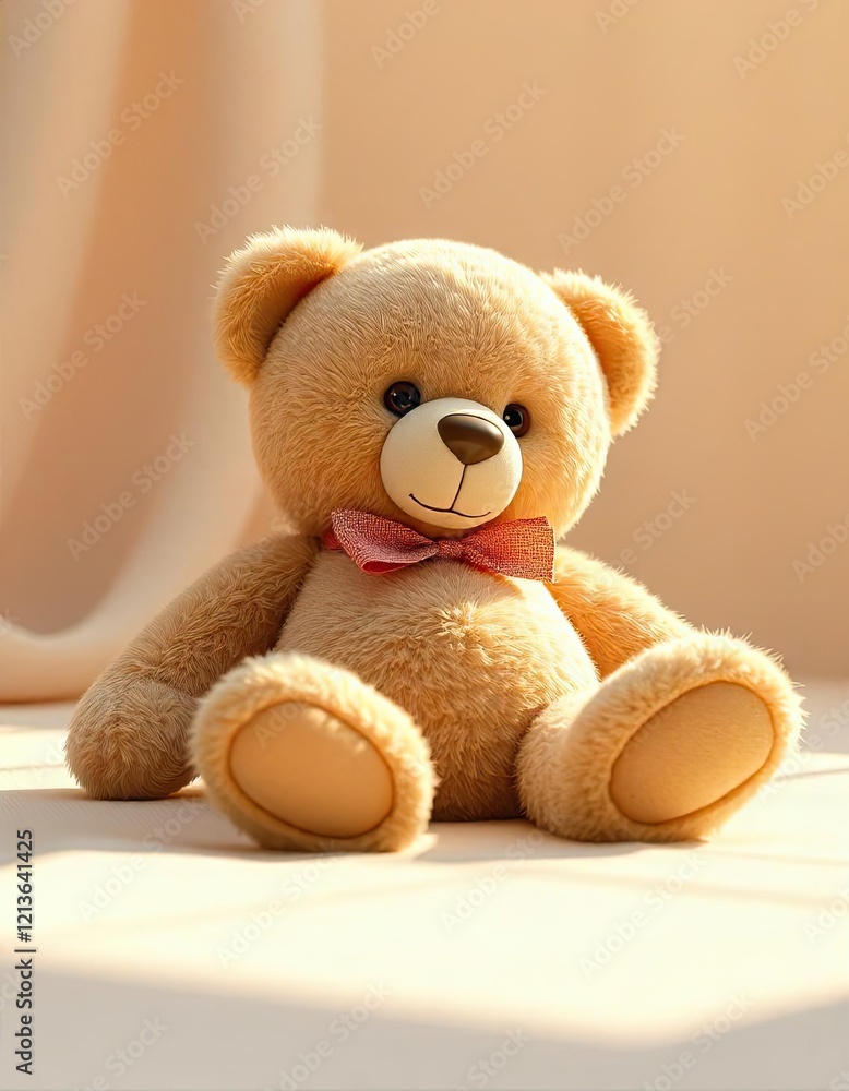 Obraz premium A heartwarming image of a soft brown bear relaxing on a bed 