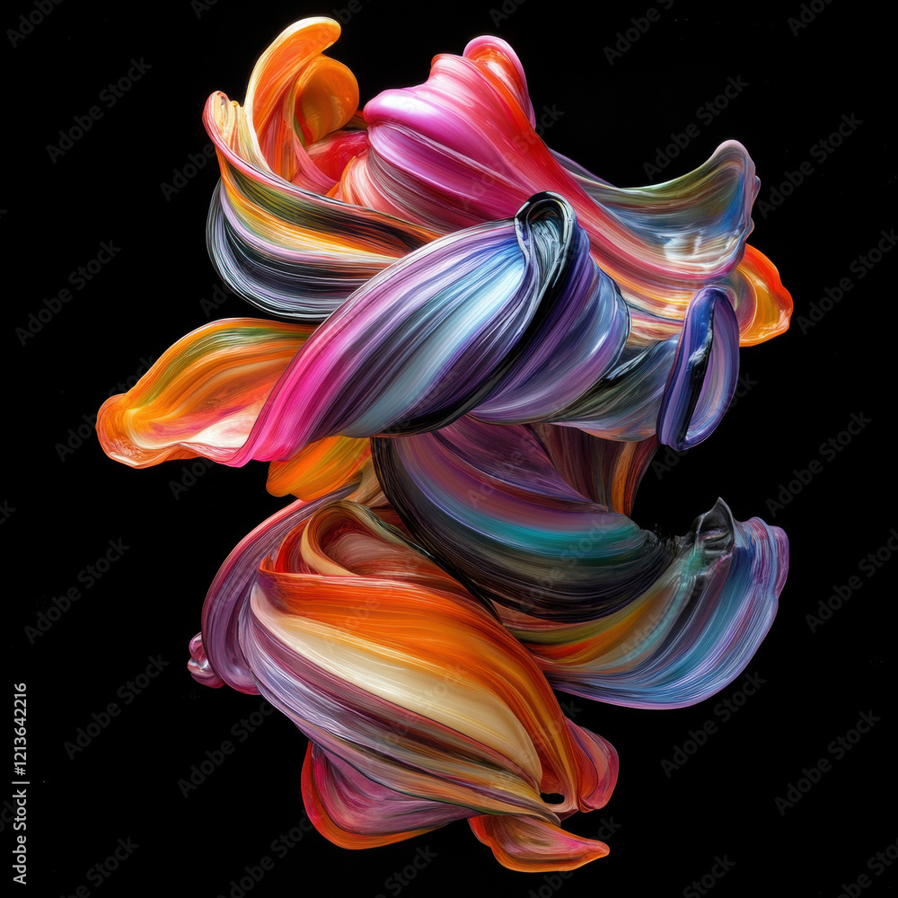 Obraz premium Colorful abstract waves and smoke with glowing energy and vibrant shapes in a dynamic background