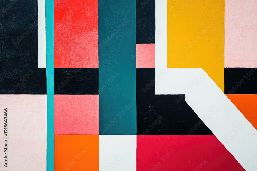 Fototapeta premium Abstract geometric art composition with vibrant rectangles and modern minimalist design