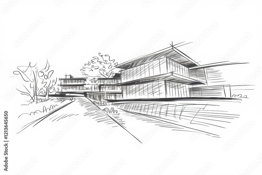 Architectural Sketch Of Modern Building Design Architectural Sketch Of Modern Building Design