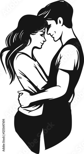 romantic couple illustration silhouette