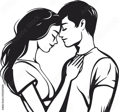 romantic couple illustration silhouette