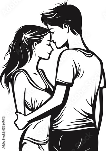 romantic couple illustration silhouette