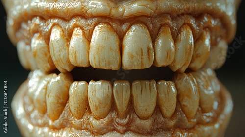 Close Up Of A Grotesque Mouth With Stained Teeth photo