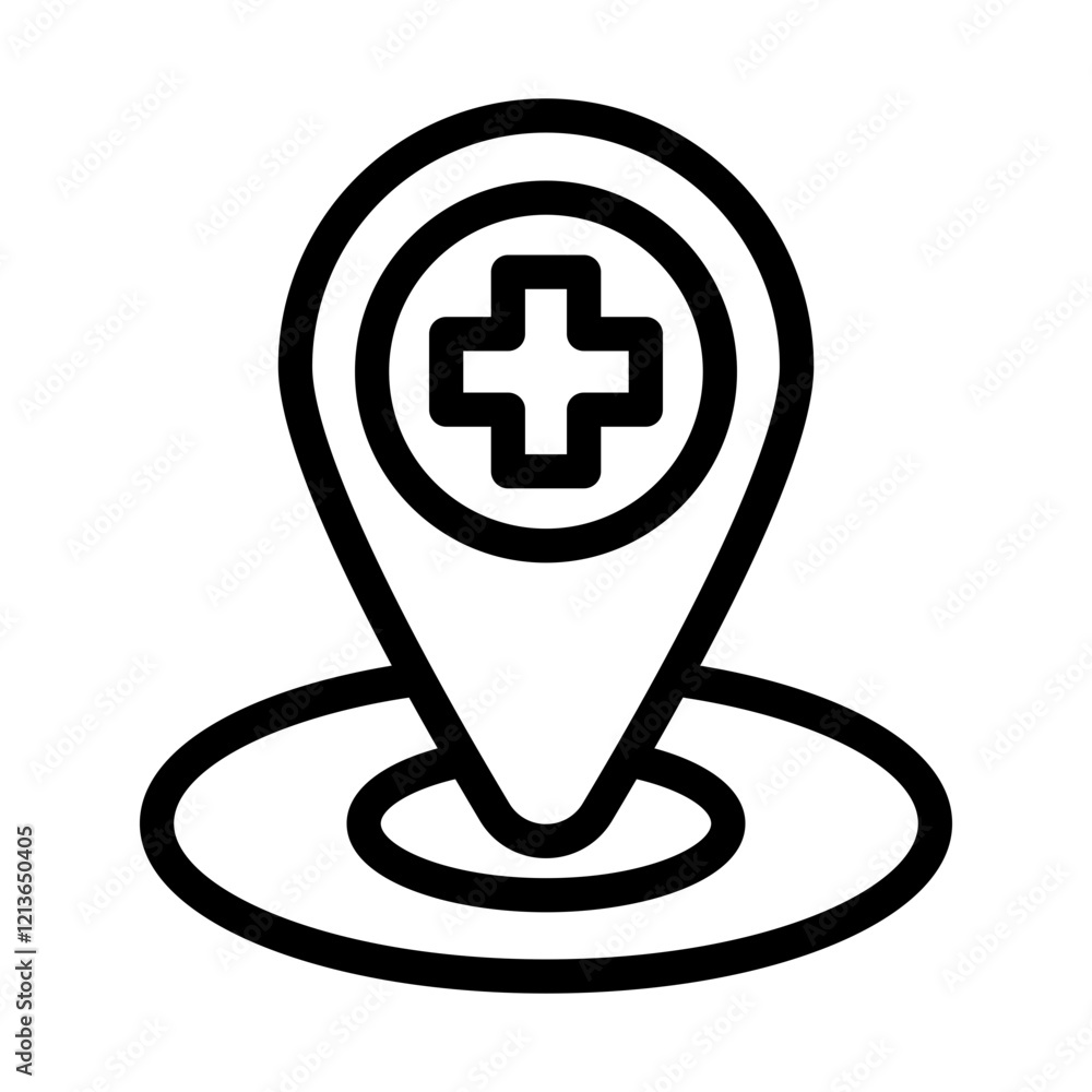 hospital location outline style hospital location outline style