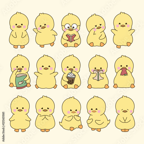 Set of cute duck vector