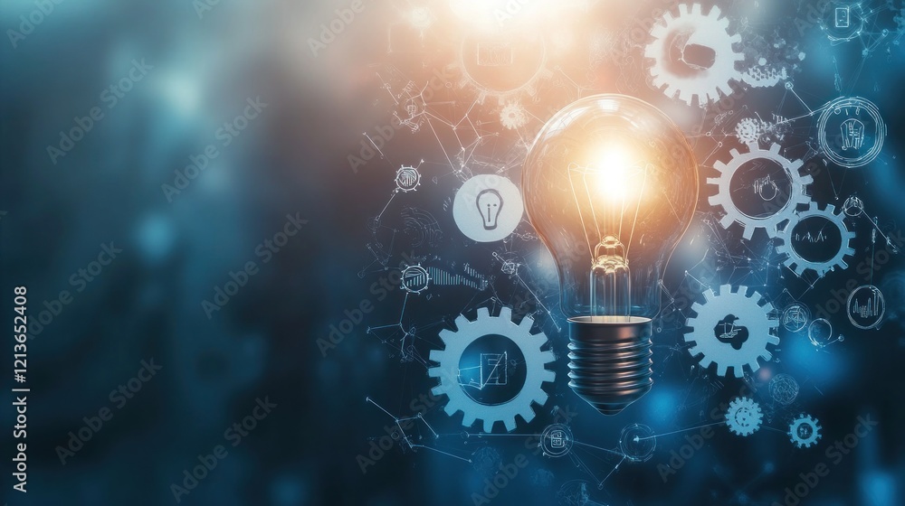 Illuminating Ideas: A Light Bulb and Gears Intertwined Illuminating Ideas: A Light Bulb and Gears Intertwined