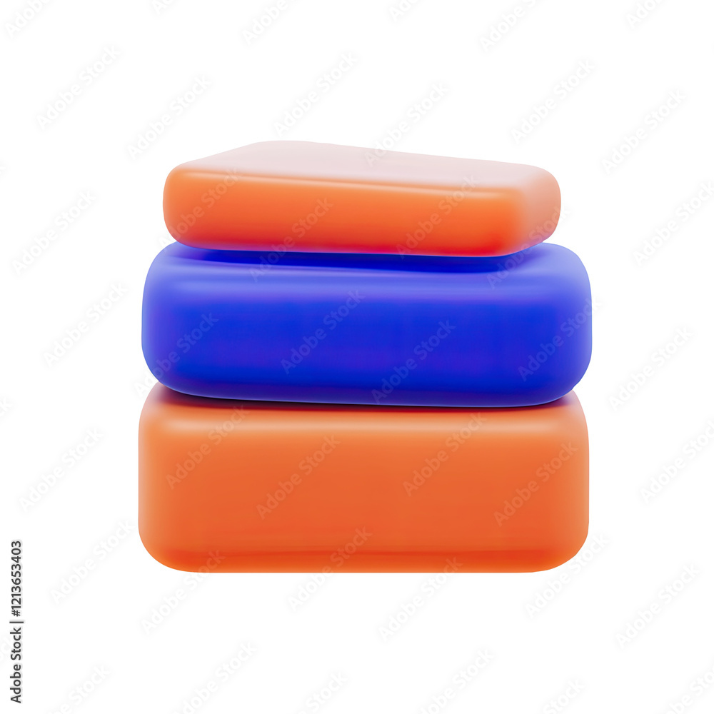 Stacked colorful blocks, white background, design element Stacked colorful blocks, white background, design element