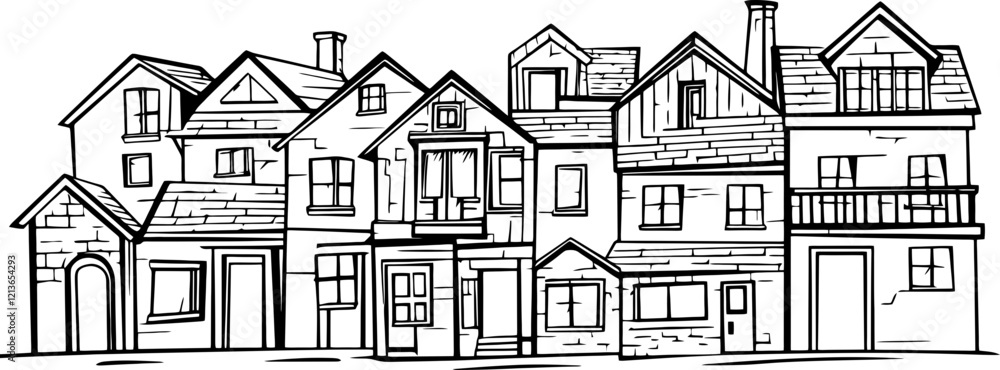 Handdrawn density housing drawing Handdrawn density housing drawing