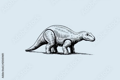 Hand Drawn Sketch Of A Prehistoric Dinosaur photo