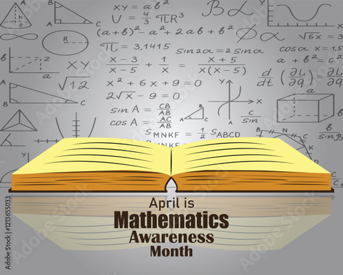 Mathematics awareness month, April. Holiday concept. Template for background, banner, card, poster with text inscription.