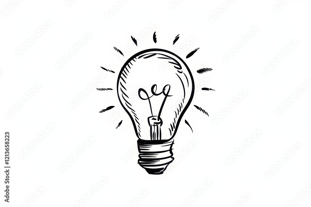 Hand Drawn Light Bulb Idea Symbol Illustration Hand Drawn Light Bulb Idea Symbol Illustration
